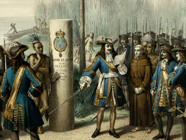 Sieur de La Salle claims the Mississippi River and its basin for France