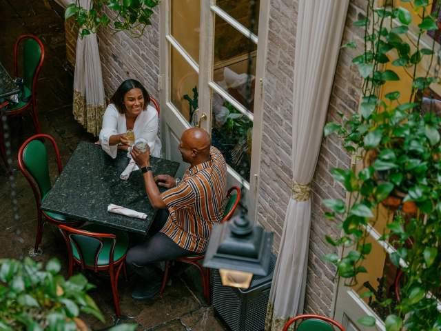 Outdoor dining at Muriel’s in the French Quarter