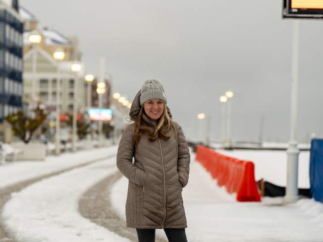 snow on the boardwalk