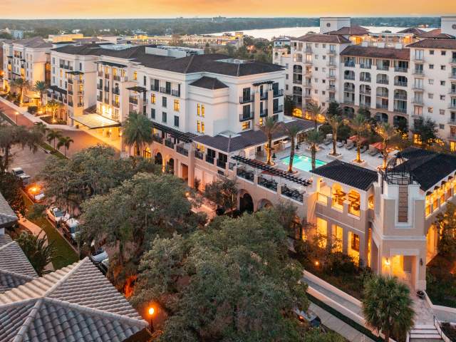 View of The Alfond Inn at dusk
