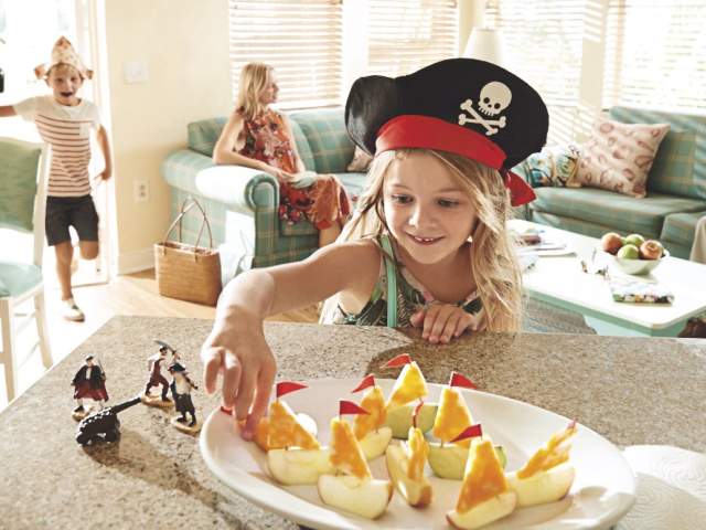 Disney's Old Key West Resort family snacktime in kitchen