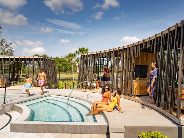 Family and friends at cabanas at JW Marriott Orlando, Grande Lakes