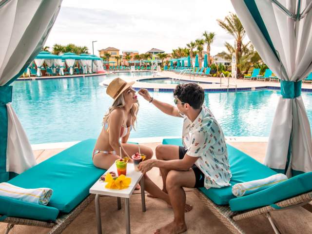 Couple in cabana at Margaritaville Resort Orlando