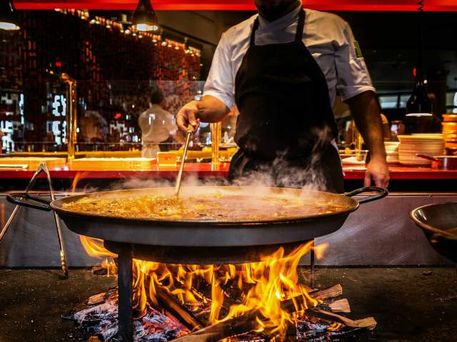 JALEO at Disney Springs preparing Paella