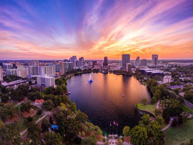 Orlando Main Streets lake eola aerial