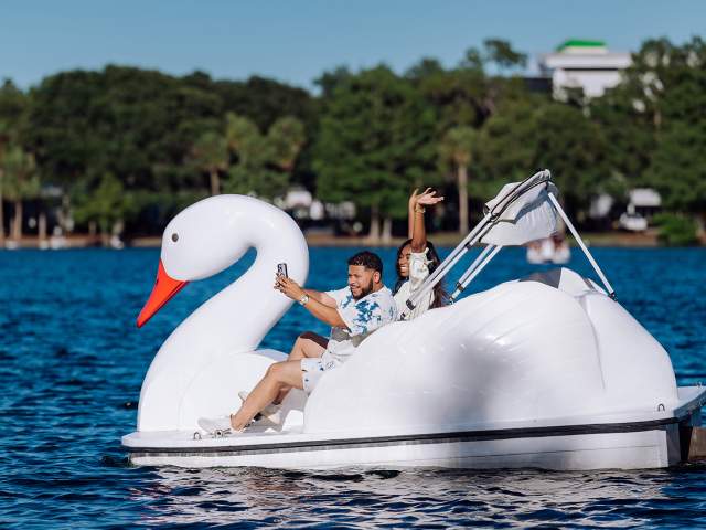 Riding Swan Boats in Lake Eola