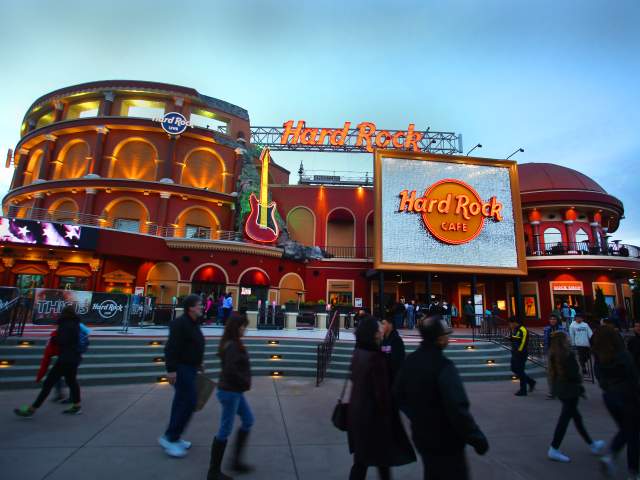 Hard Rock Cafe & Live exterior with people