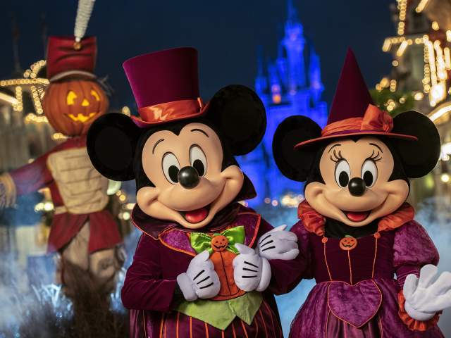 Mickey Mouse and Minnie Mouse at Mickey's Not-So-Scary Halloween Party at Walt Disney World