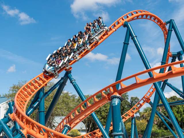 Guests ride on Icebreaker at SeaWorld Orlando