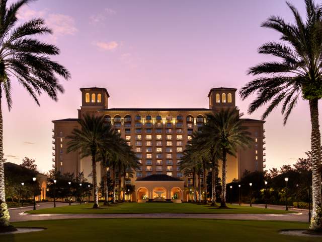 The Ritz-Carlton Orlando, Grande Lakes exterior at dusk