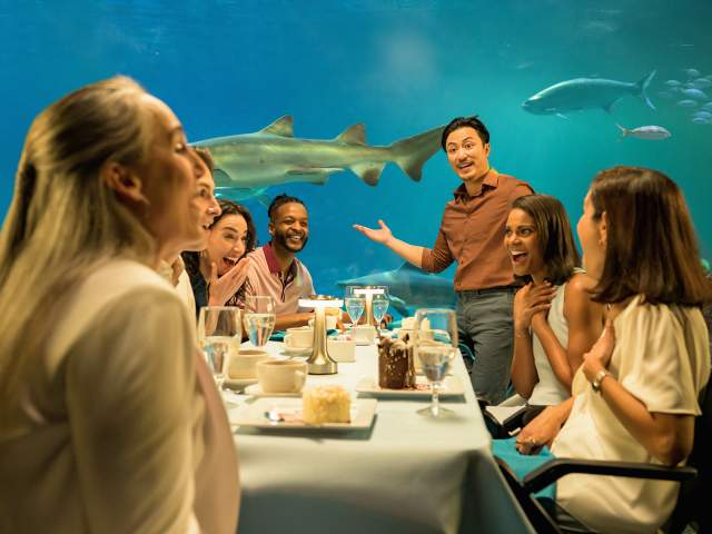 Meeting attendees at Sharks Underwater Grill at SeaWorld Orlando