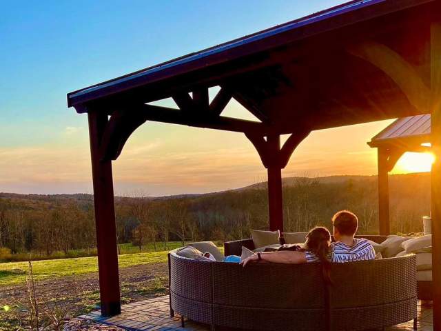Couple enjoying sunset view at Mountain View Vineyard