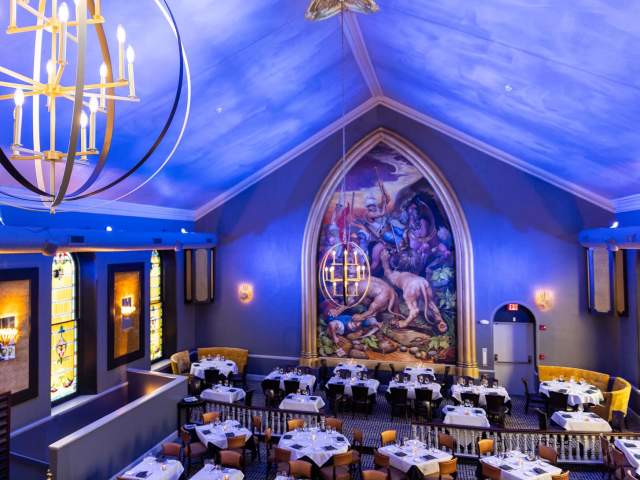 beautiful wall painting by dining area
