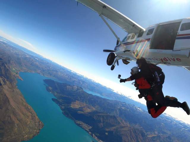 Skydiving above Lake Whakatipu in Queenstown