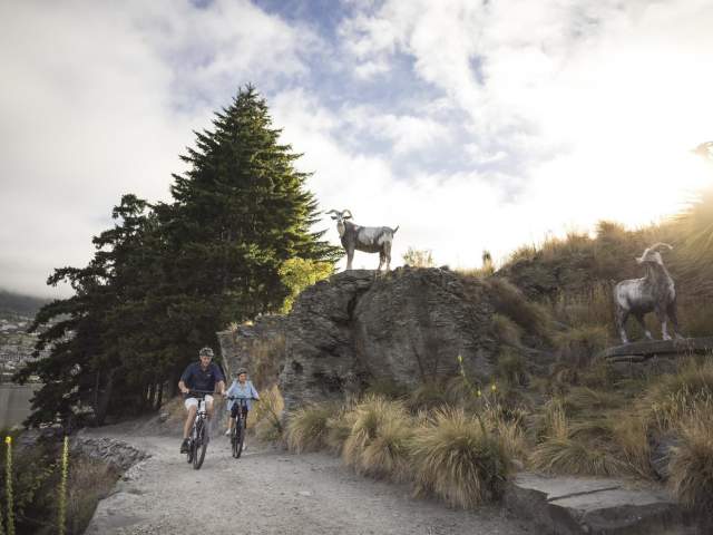 Bike trail with animal sculptures next to path