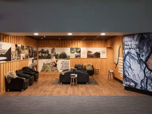 Installation of artwork and photos promoting Love Queenstown
