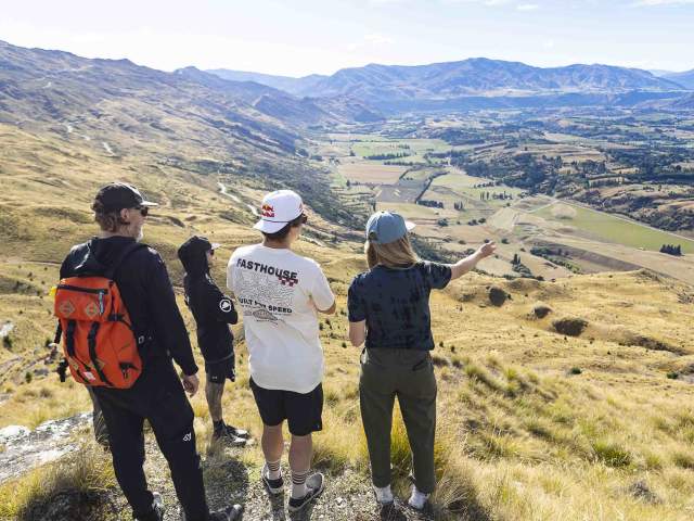 A group of riders and media scoping out lines for NST Bike Tour Aotearoa