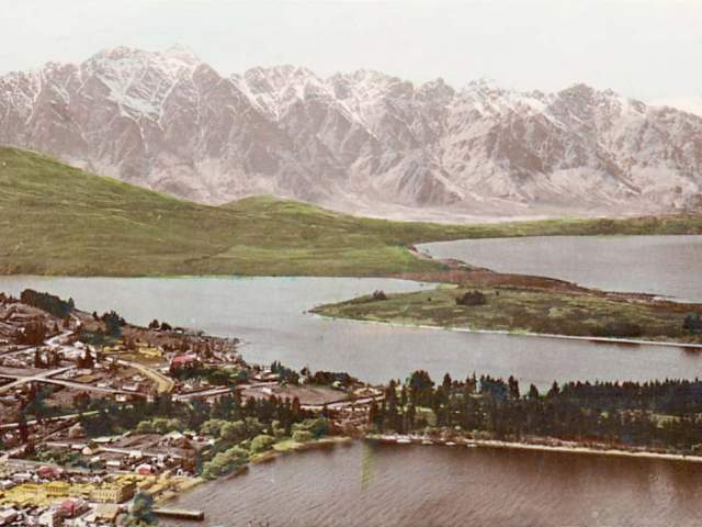 An old photo of historic Queenstown