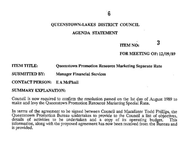 From an excerpt from the Full Council Meeting held on 12 September 1989.