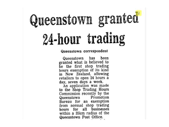 Queenstown Granted 24-hour trading, The Press, 8 August 1985
