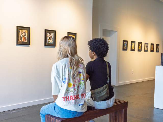 Couple viewing art at Southside Contemporary Art Gallery