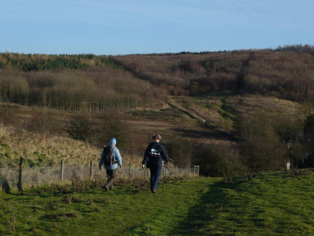 Walkers on National Forest Way near Tatenhill East Staffordshire