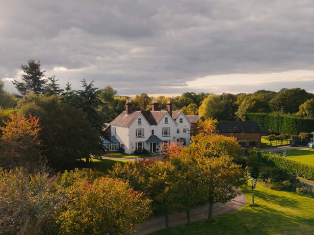 Broom  Hall Brewood  arial  shot  of  hall  outdoor