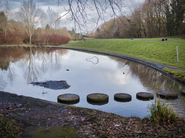 Great - Wyrley Village in South Staffordshire outdoor  stepping  stones  in  river