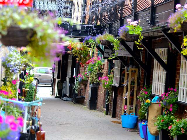 Kinver Village in South Staffordshire outdoor  shot  of  the  courtyard