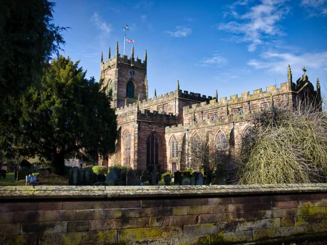 outdoor  shot  of church Penkridge Village in South Staffordshire