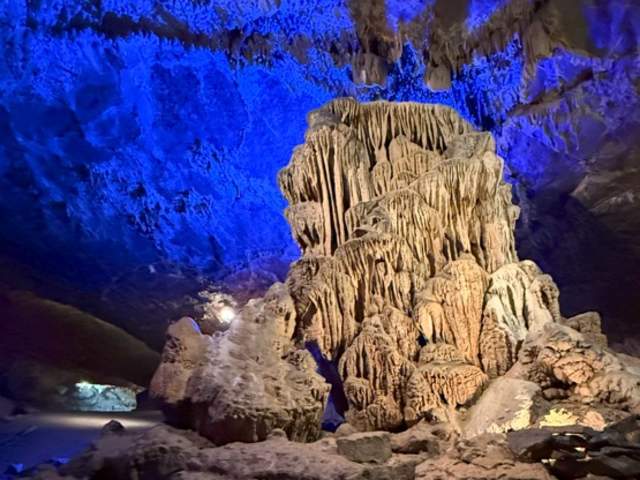 picture from inside Woodward Cave featuring a Giant Formation
