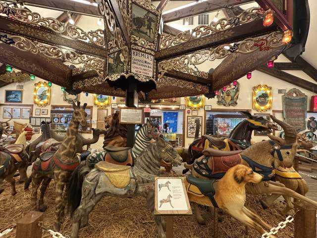 The menagerie carousel featuring more than a dozen unique figurines, is the centerpiece of the museum.