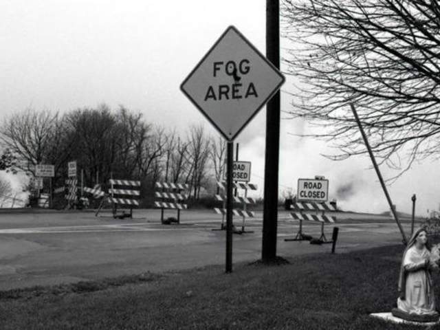 Route 61 is closed near Saint Ignatius Church due to the Centralia Mine Fire circa 1980