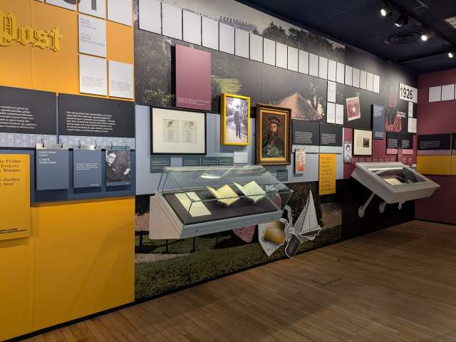 A photo of the Dylan Thomas exhibition at the Dylan Thomas Centre