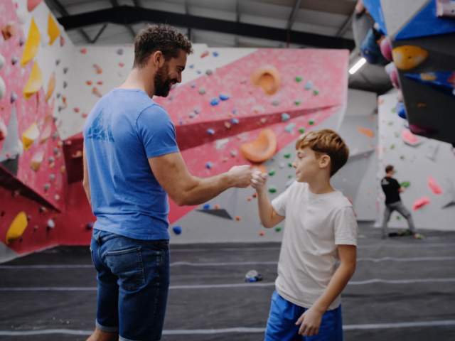 A father and son at the Climbing Hanger Swansea