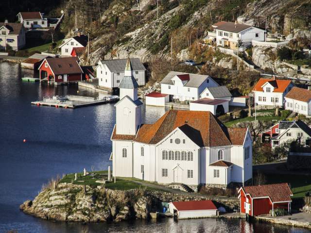 Church on Island of Hidra Flekkefjord Norway