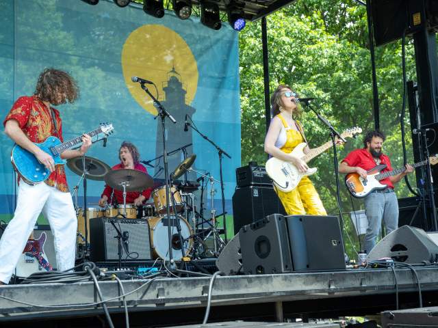 A band plays onstage at the Sleepy Hollow Music Festival.