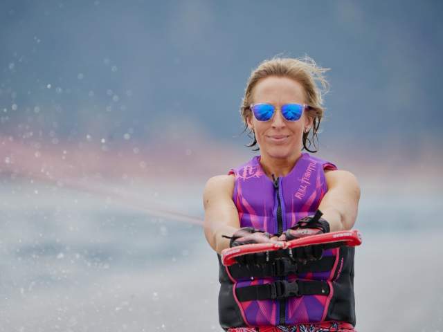 Water skier with sunglasses.