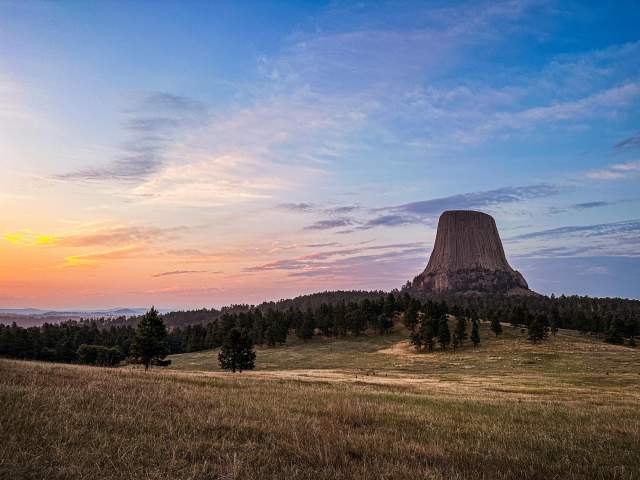 Devils Tower at sunset