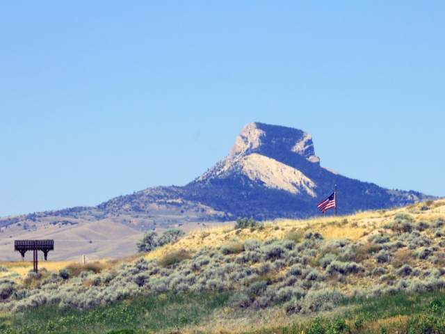 Scenic landscape at Heart Mountain, a landmark in Wyoming.
