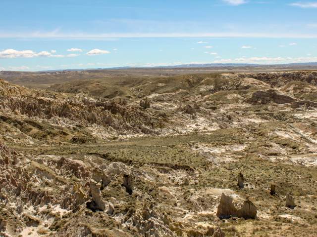 Rock formations at Hell's Half Acre, 40 miles west of Casper, Wyoming.