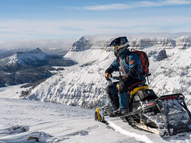 Snowmobile at Brooks Lake Lodge