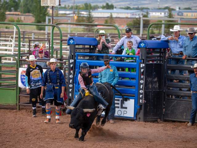 Bull Rider at Jubilee Days in Laramie, Wy.