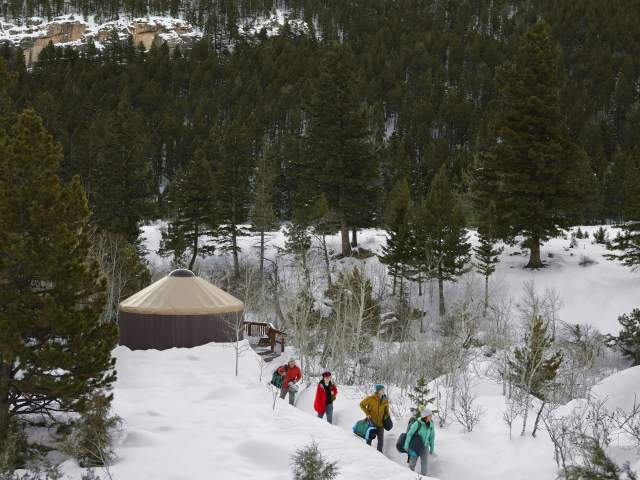 Yurt Camping Winter in Wyoming