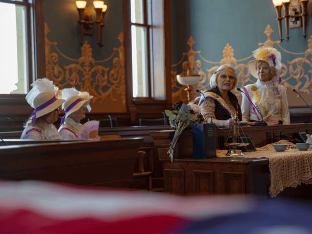 Women reenacting the Suffragettes in Wyoming.