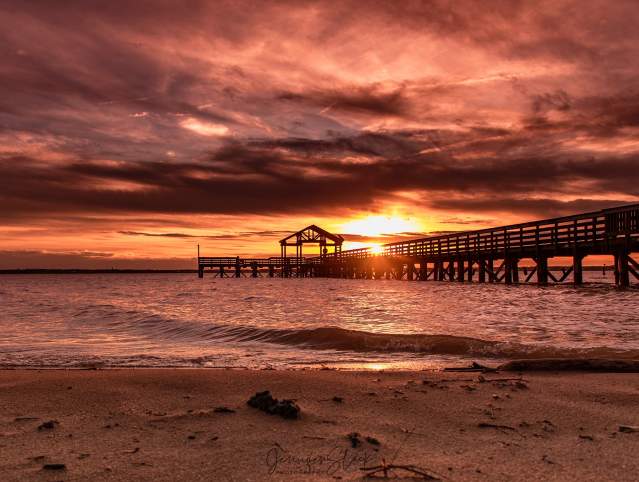 Sunset view of the fishing peer at Leesylvania State Park