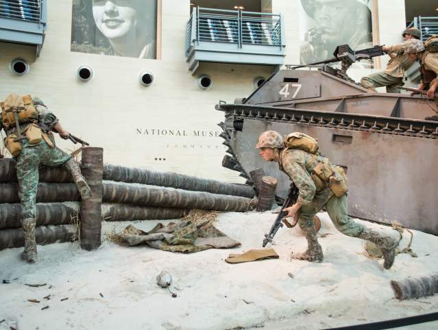 Statues of men in a battle scene at the National Museum of the Marine Corps