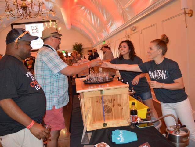 bloggers taking samples at the beer bloggers conference