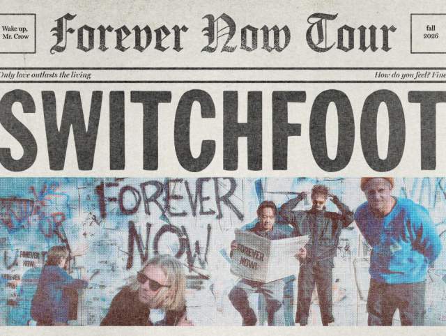 Switchfoot promo photo. They be in Fort Wayne at Sweetwater Performance Pavilion on September 17, 2026.