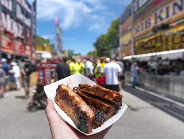 Photo of ribs at BBQ RibFest. Held each June in Fort Wayne, Indiana at Headwaters Park.